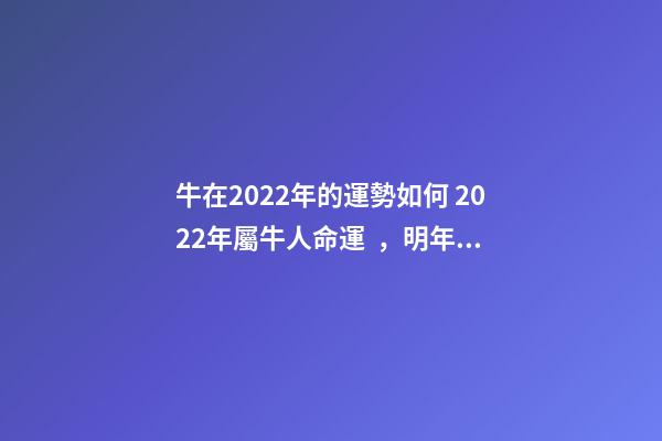 牛在2022年的運勢如何 2022年屬牛人命運，明年屬牛的人的運氣怎么樣-第1張-觀點-玄機派